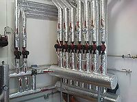 Kotelna - 2x radiatorový okruh + 7x směšovaný podlahový okruh